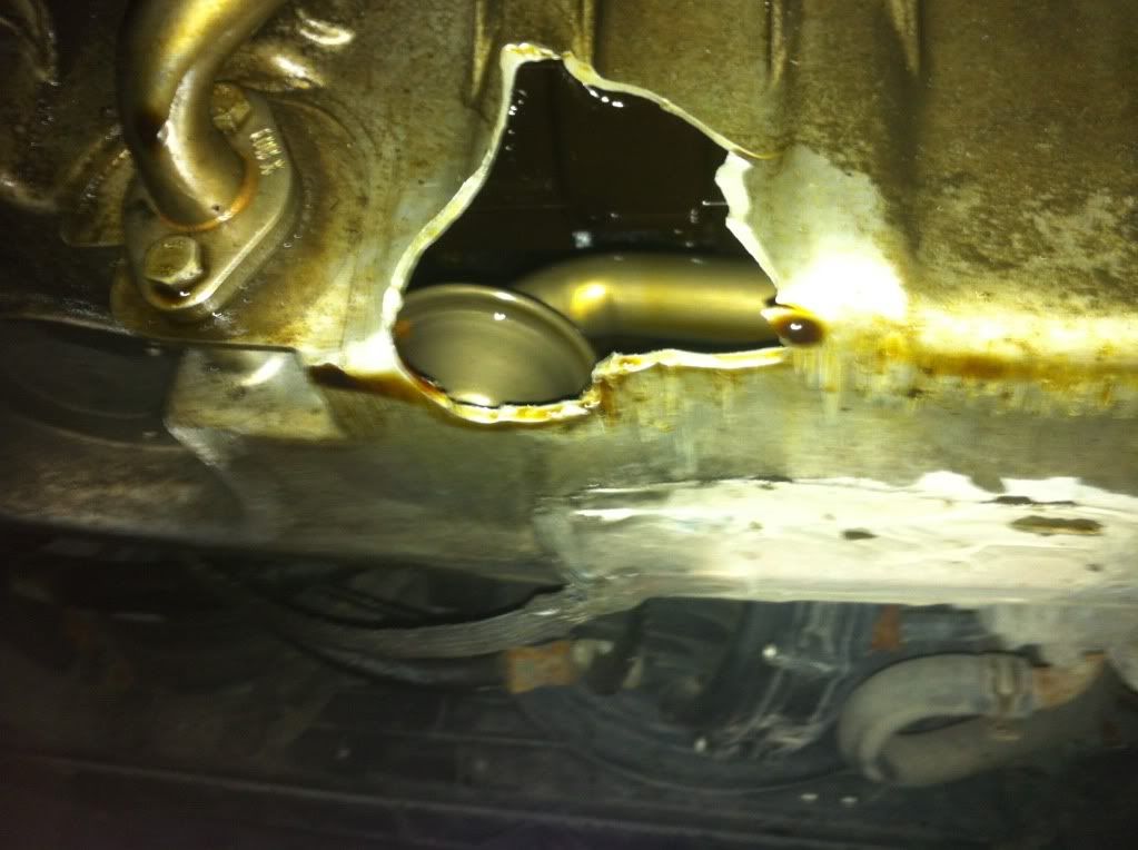 Oil Pan Destroyed Wait What is this???? VW Vortex Volkswagen Forum
