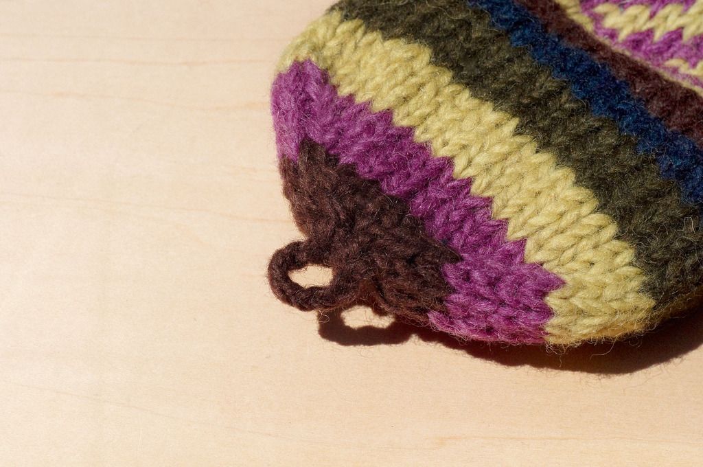 Christmas gifts creative gift limit a hand-woven pure wool knitted gloves / detachable gloves / warm gloves (made in nepal) - North Island Ou Feier national totem Matcha Coffee - Gloves & Mittens - Wool Multicolor