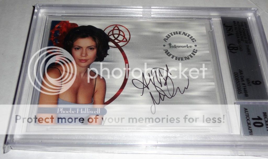 03 Charmed Autograph The Power of 3 ALYSSA MILANO Phoebe Halliwell JSA 9 MINT 3