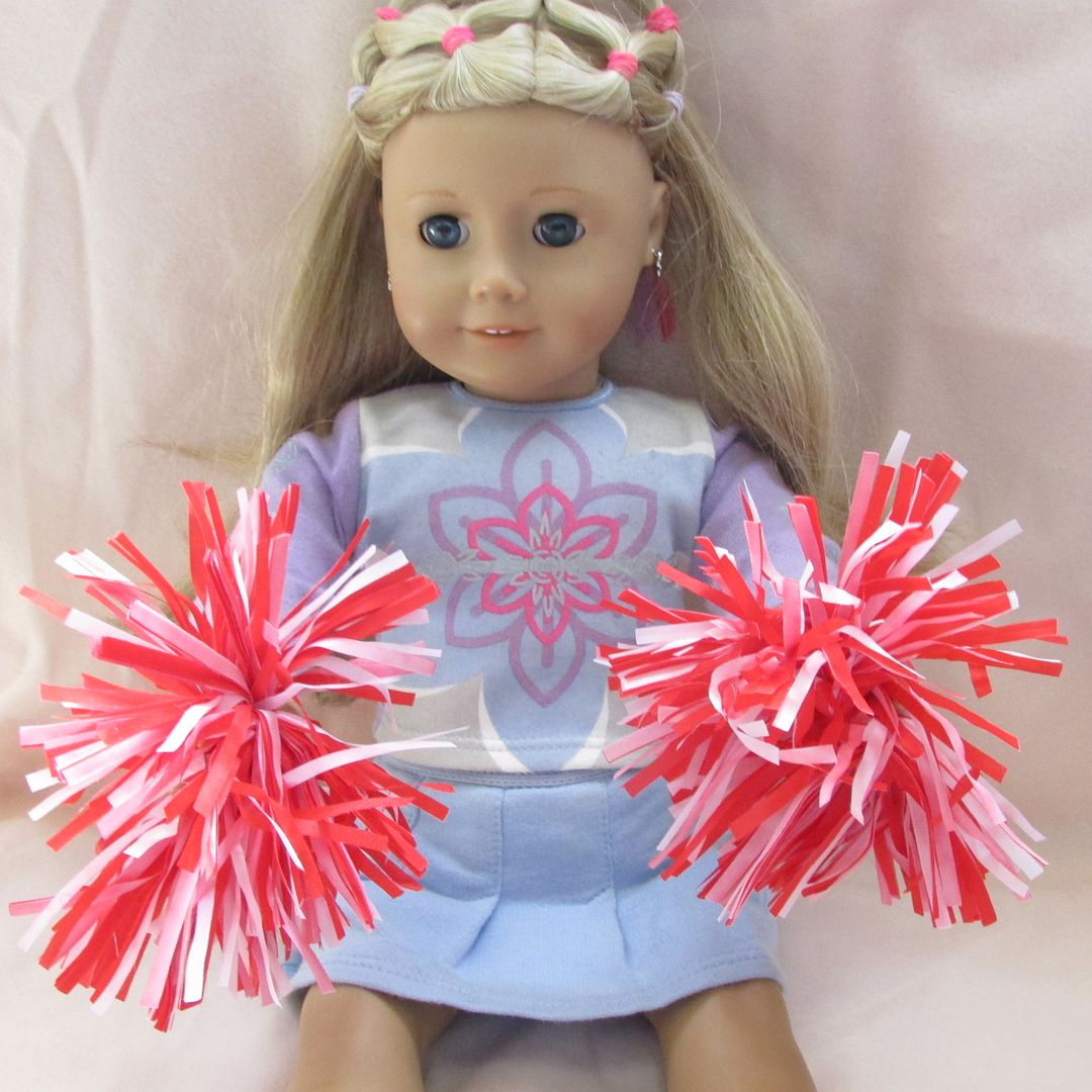 **SALE** Set 2 PURPLE /& SILVER Cheerleader POM POMS fits 18/" AMERICAN GIRL DOLL