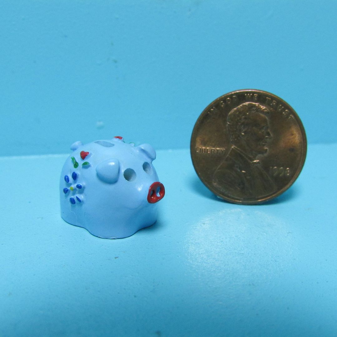 Dollhouse Miniature Nursery Piggy Bank in Blue ~ IM65955B