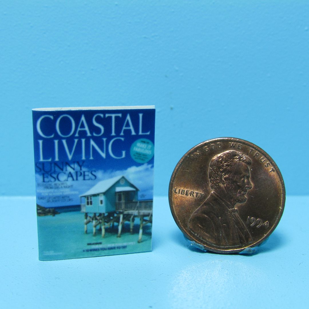 4 SET #10 /"Coastal Living/" NO PAGES  DOLLHOUSE 1:12 Miniature Books//Magazines