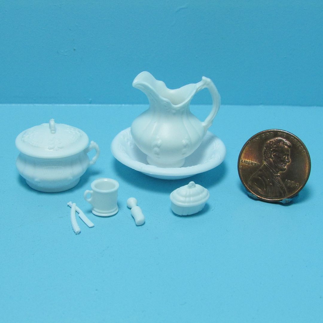 Dollhouse Miniature Chrysnbon Chamber Pot Set  9 pieces