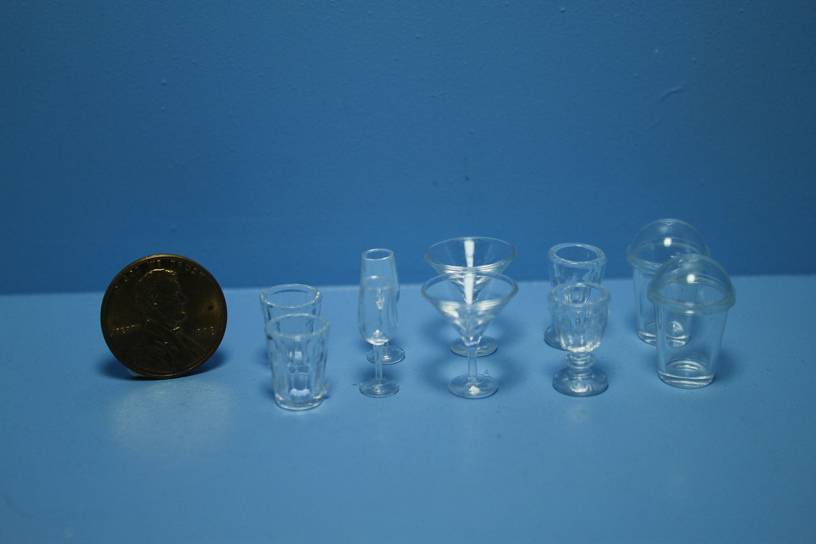 Dollhouse Miniature Palstic Martini Glassware Drinking Glasses Set of 4 FA40325