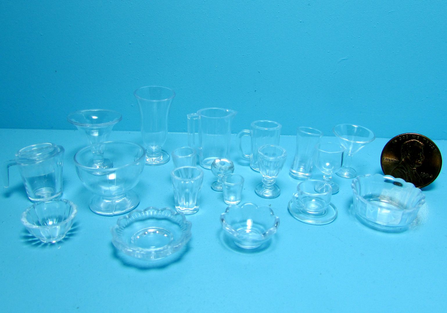 Glasses /& More G7344 Dollhouse Miniature 21 Piece Clear Kitchen Set Pitchers