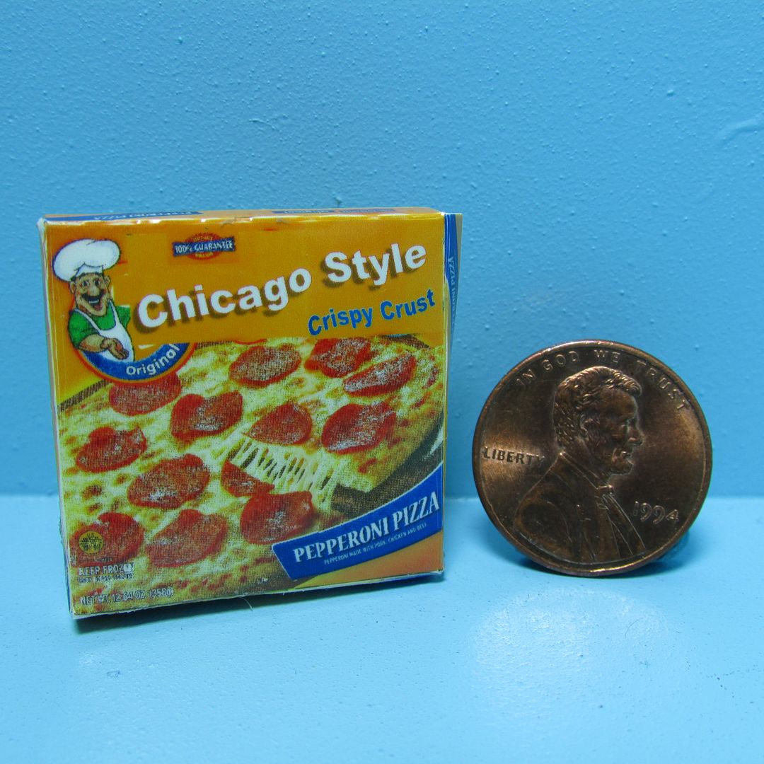 Dollhouse Miniature Box of Chicago Style Frozen Pizza by Cindi/'s Mini/'s