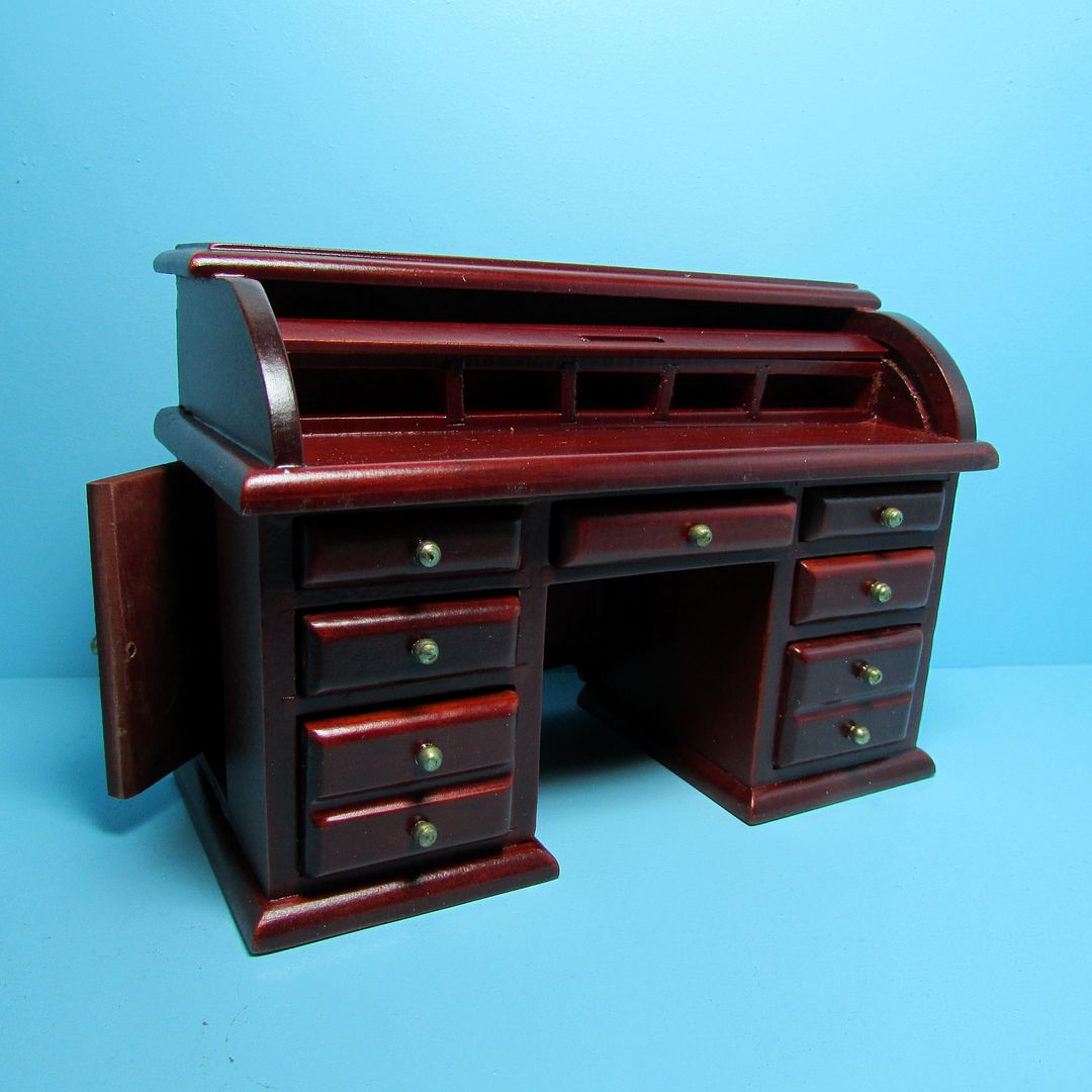 Dollhouse Miniature Roll Top Desk In Mahogany T3434 Ebay