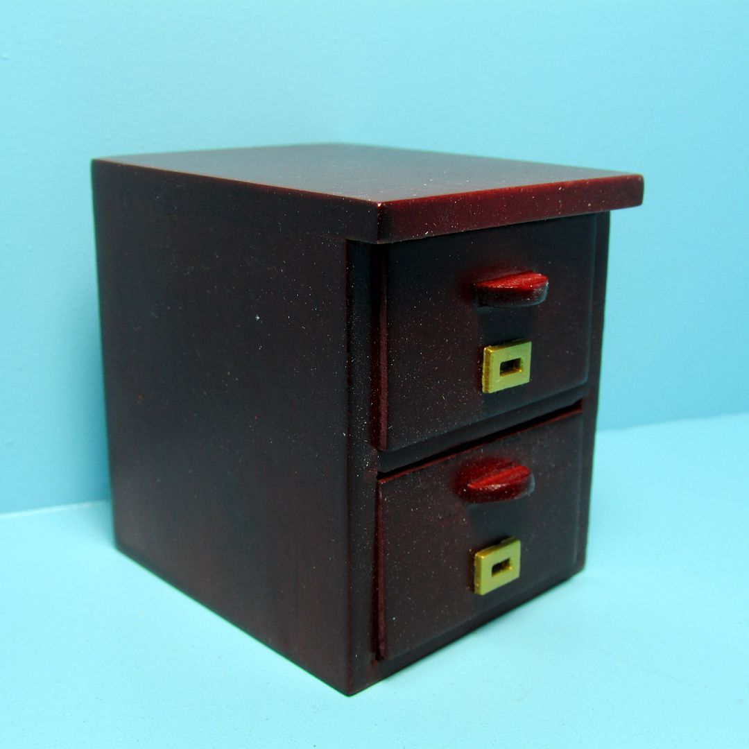 Dollhouse Miniature Mahogany Wood Two Drawer File Cabinet T3562a Ebay