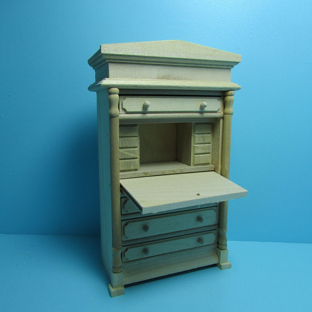 Dollhouse Miniature Wood Unfinished Secretary Writing Desk Gw120