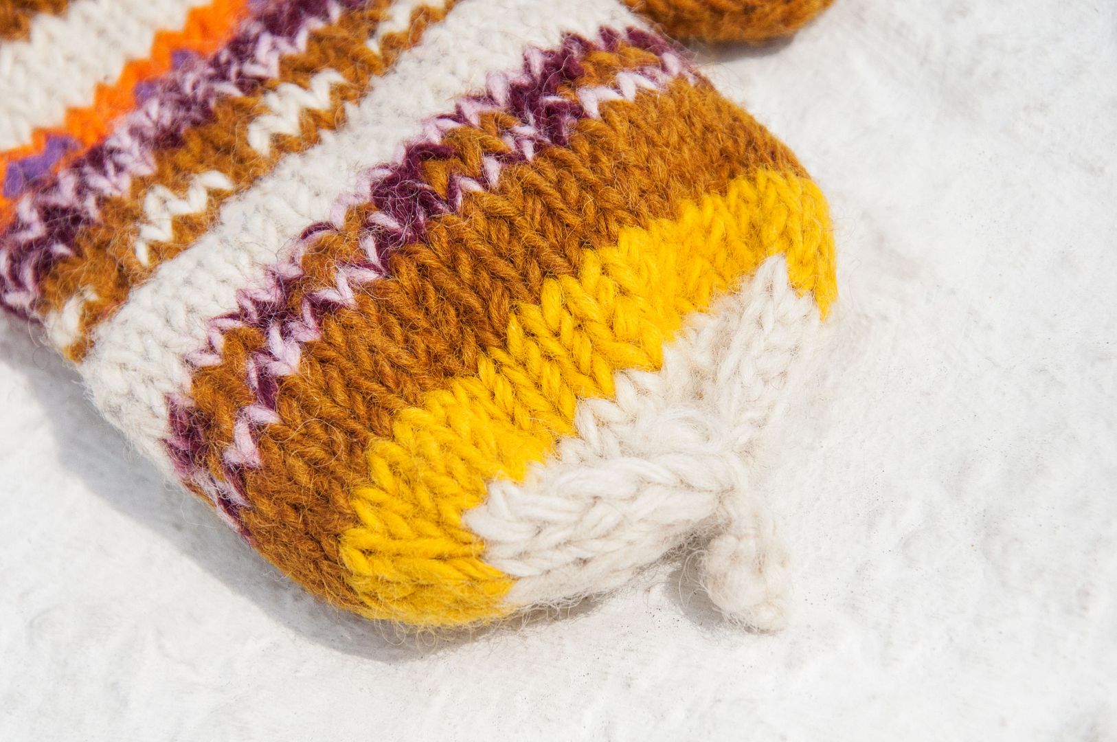 Hand-knitted pure wool knit gloves / detachable gloves / inner bristled gloves / warm gloves - Sala Desert - Gloves & Mittens - Wool Multicolor