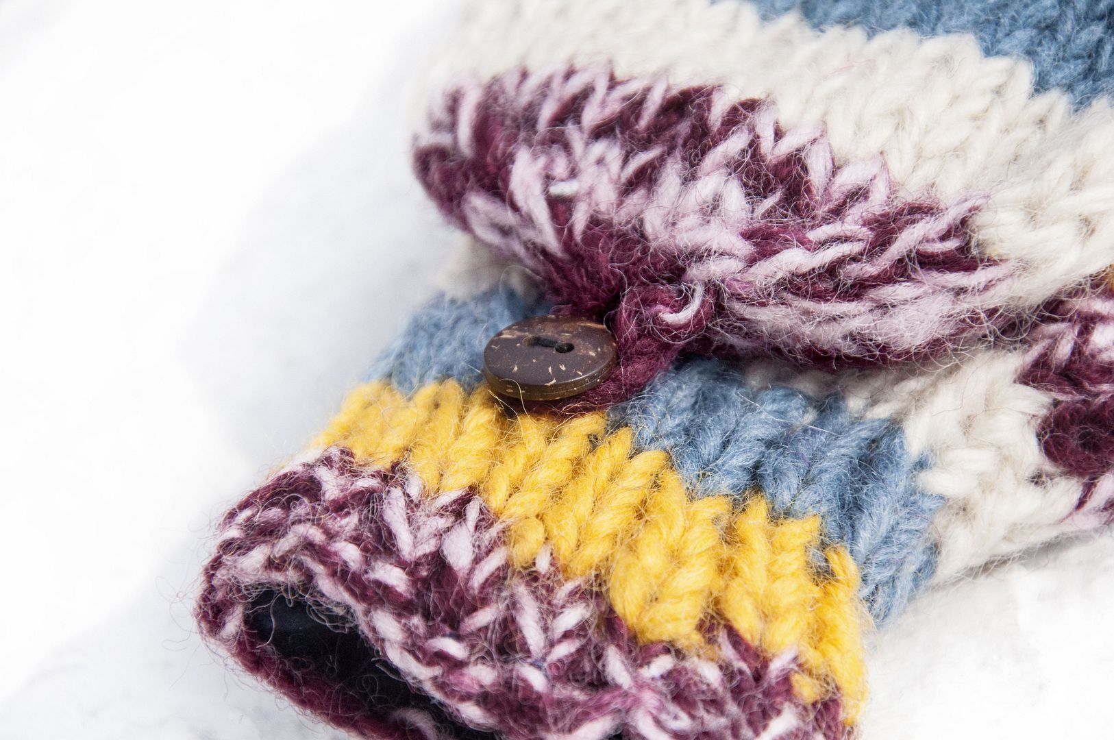 Hand-knitted pure wool knit gloves / detachable gloves / inner bristled gloves / warm gloves - mango grape - Gloves & Mittens - Wool Multicolor