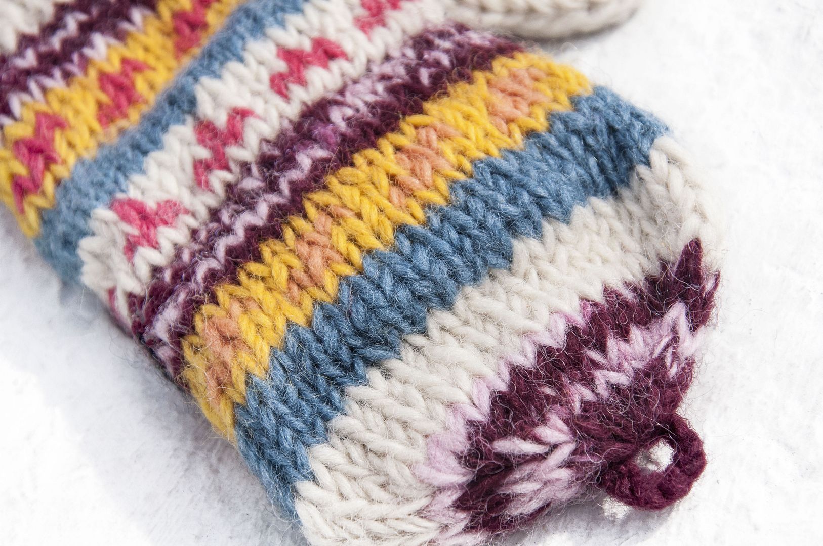 Hand-knitted pure wool knit gloves / detachable gloves / inner bristled gloves / warm gloves - mango grape - Gloves & Mittens - Wool Multicolor