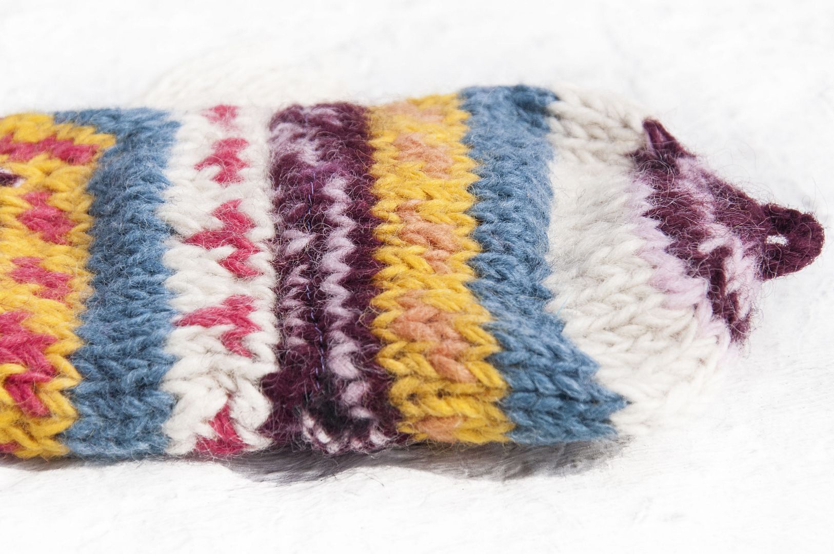 Hand-knitted pure wool knit gloves / detachable gloves / inner bristled gloves / warm gloves - mango grape - Gloves & Mittens - Wool Multicolor