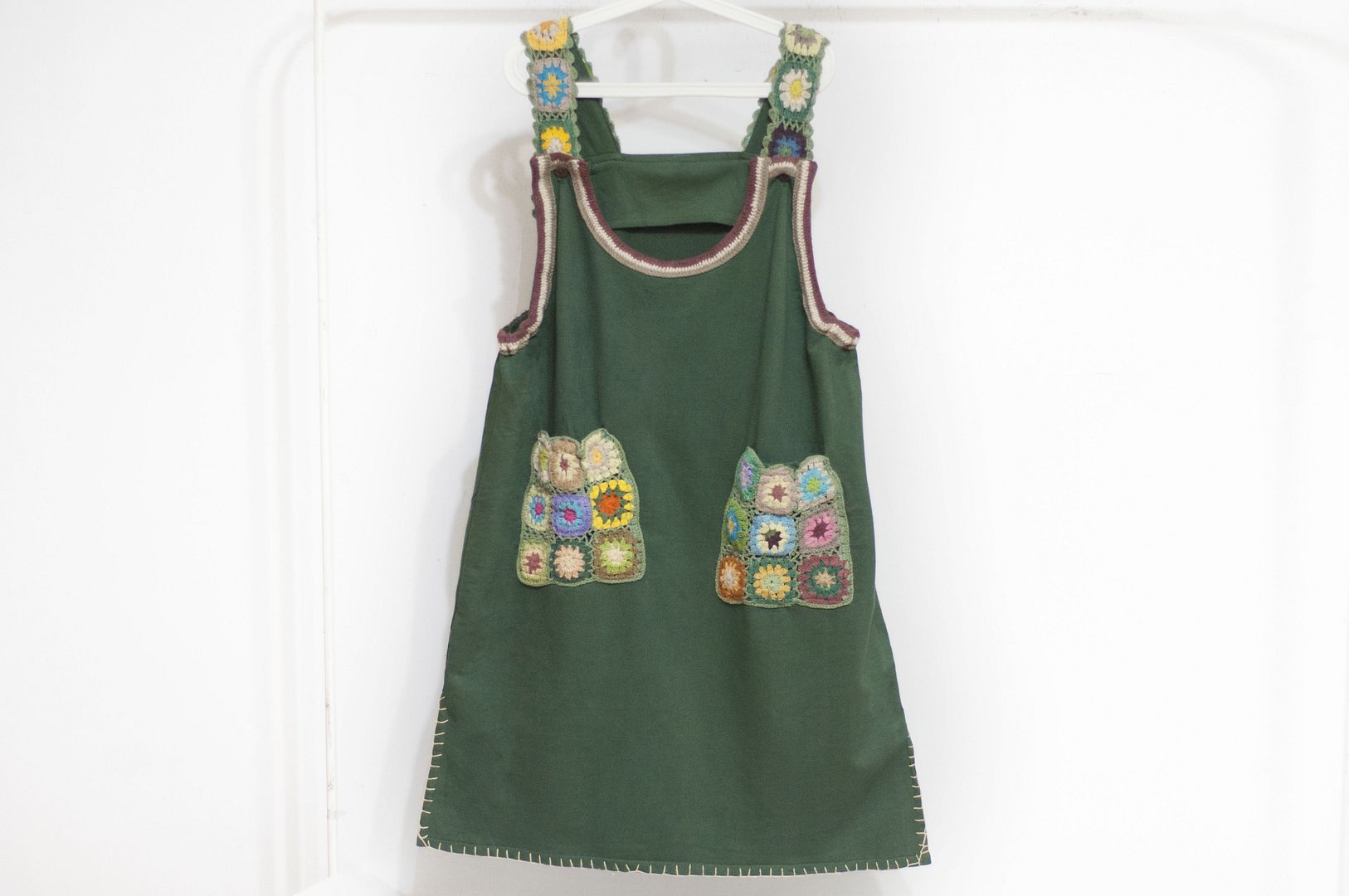 夏の手織りポケット厚手のコットンドレス/フラワードレス/ボヘミアン傘型ドレス - グリーン - ワンピース - コットン・麻 グリーン
