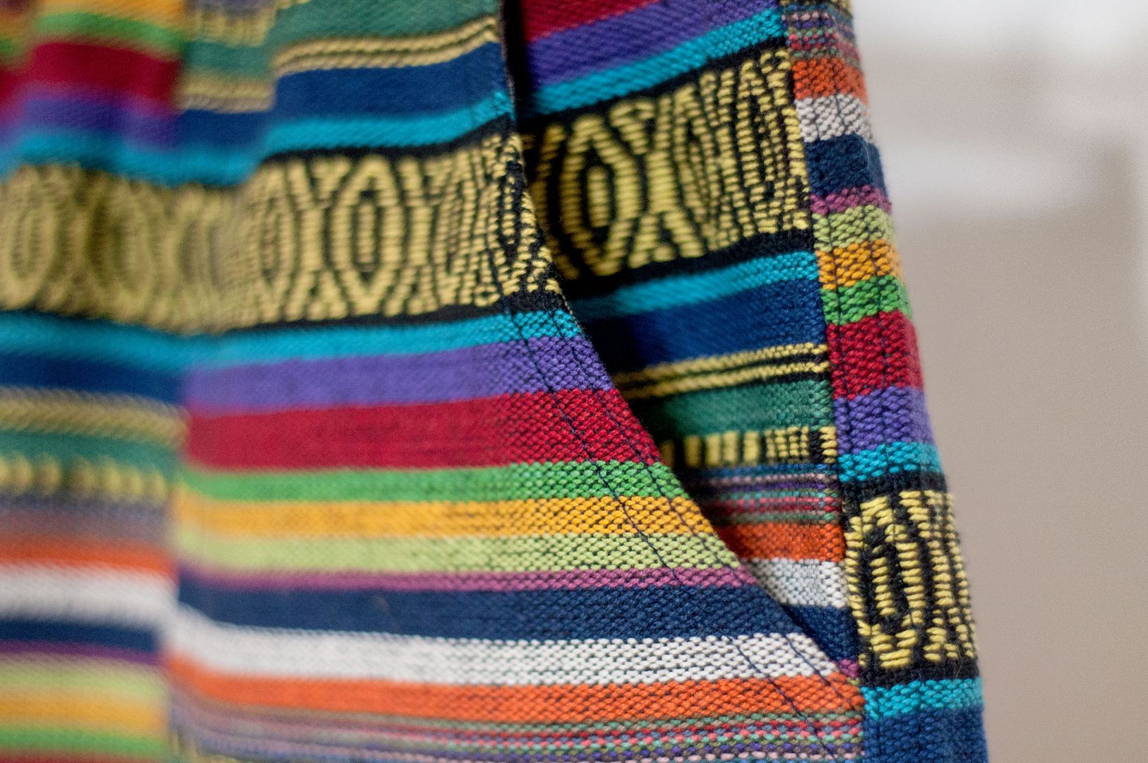 Women's ethnic style knitted shorts stitching cotton knitted shorts-tropical forest rainbow contrast color in South America - Women's Shorts - Cotton & Hemp Multicolor