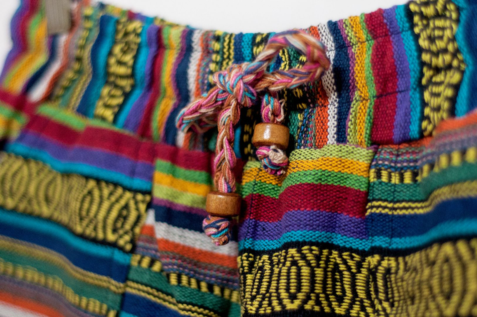 Women's ethnic style knitted shorts stitching cotton knitted shorts-tropical forest rainbow contrast color in South America - Women's Shorts - Cotton & Hemp Multicolor