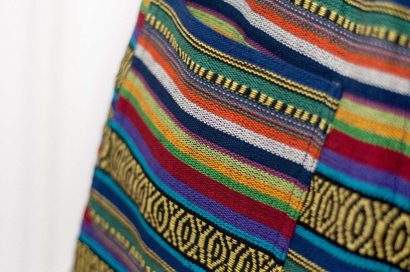 Women's ethnic style knitted shorts stitching cotton knitted shorts-tropical forest rainbow contrast color in South America - Women's Shorts - Cotton & Hemp Multicolor