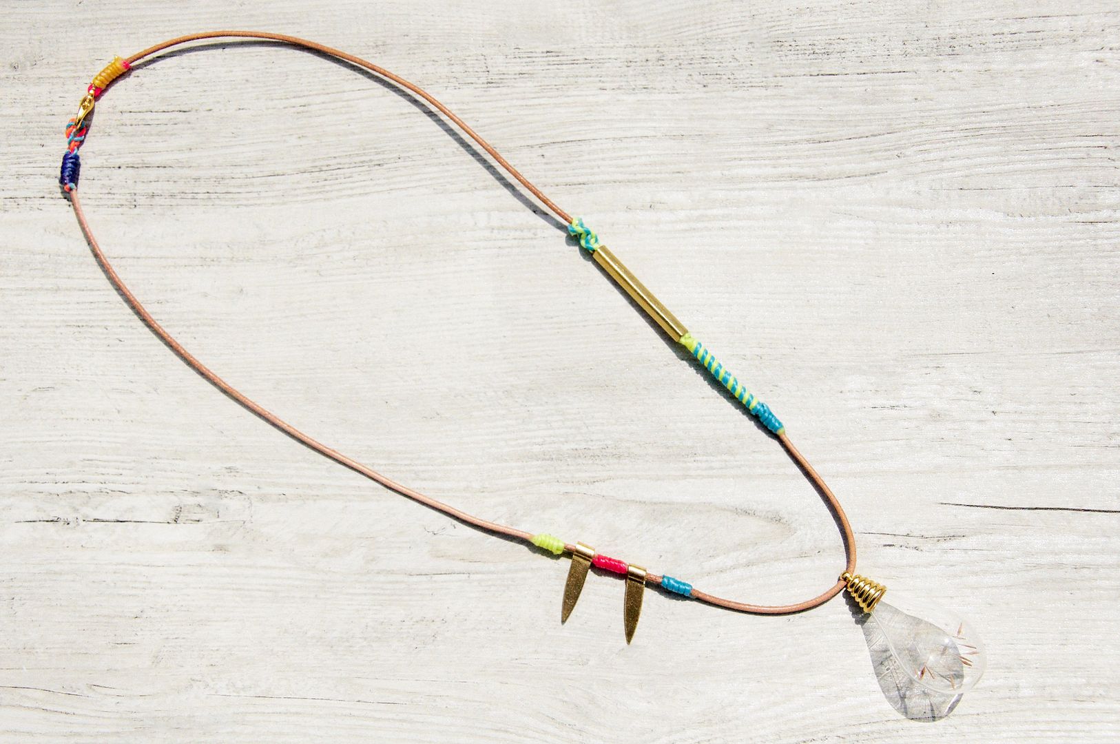 Valentine's Day Gifts Valentine's Day Gifts / Forest Girl / Rainbow Gradient Silk Wax Line English Glass Necklace Short Chain Long Chain Clavicle Chain-Dandelion Forest + Silk Wax Line Leather Cord - Long Necklaces - Glass Multicolor