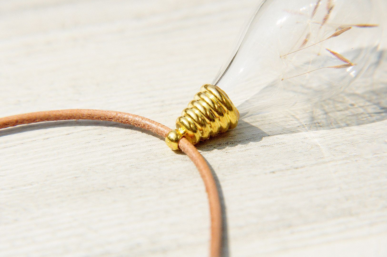 Valentine's Day Gifts Valentine's Day Gifts / Forest Girl / Rainbow Gradient Silk Wax Line English Glass Necklace Short Chain Long Chain Clavicle Chain-Dandelion Forest + Silk Wax Line Leather Cord - Long Necklaces - Glass Multicolor