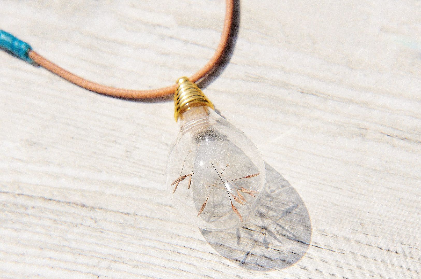 Valentine's Day Gifts Valentine's Day Gifts / Forest Girl / Rainbow Gradient Silk Wax Line English Glass Necklace Short Chain Long Chain Clavicle Chain-Dandelion Forest + Silk Wax Line Leather Cord - Long Necklaces - Glass Multicolor