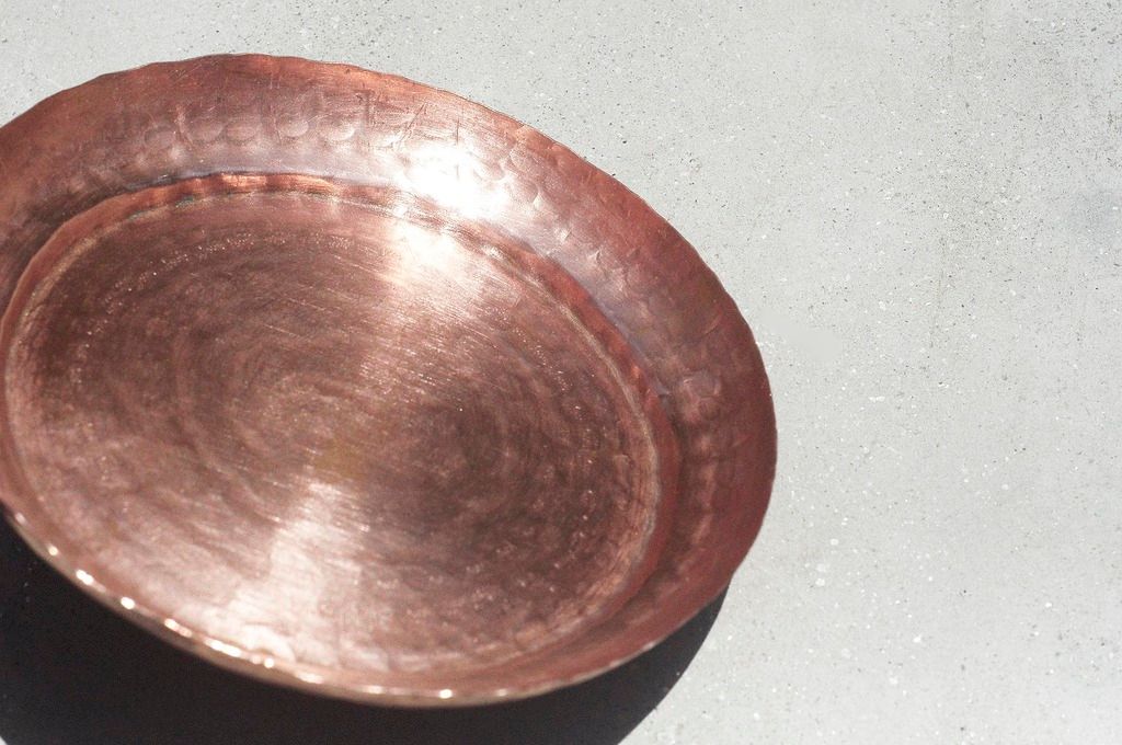 Handmade red copper plate vintage handmade copper jewelry plate simple copper small dish handmade copper plate storage tray coaster - Small Plates & Saucers - Other Metals Gold