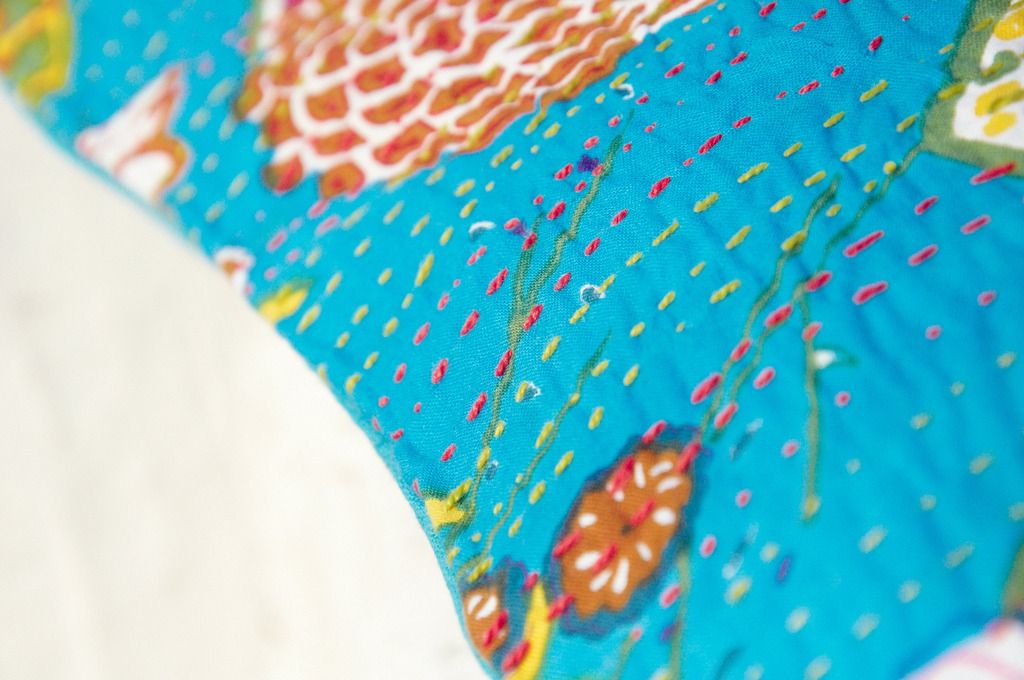 Flower Embroidered Pillow Case / Cotton Pillow Case / Printed Pillow Case / Ethnic Wind Pillow Case - Blue Flowers - Pillows & Cushions - Cotton & Hemp Multicolor