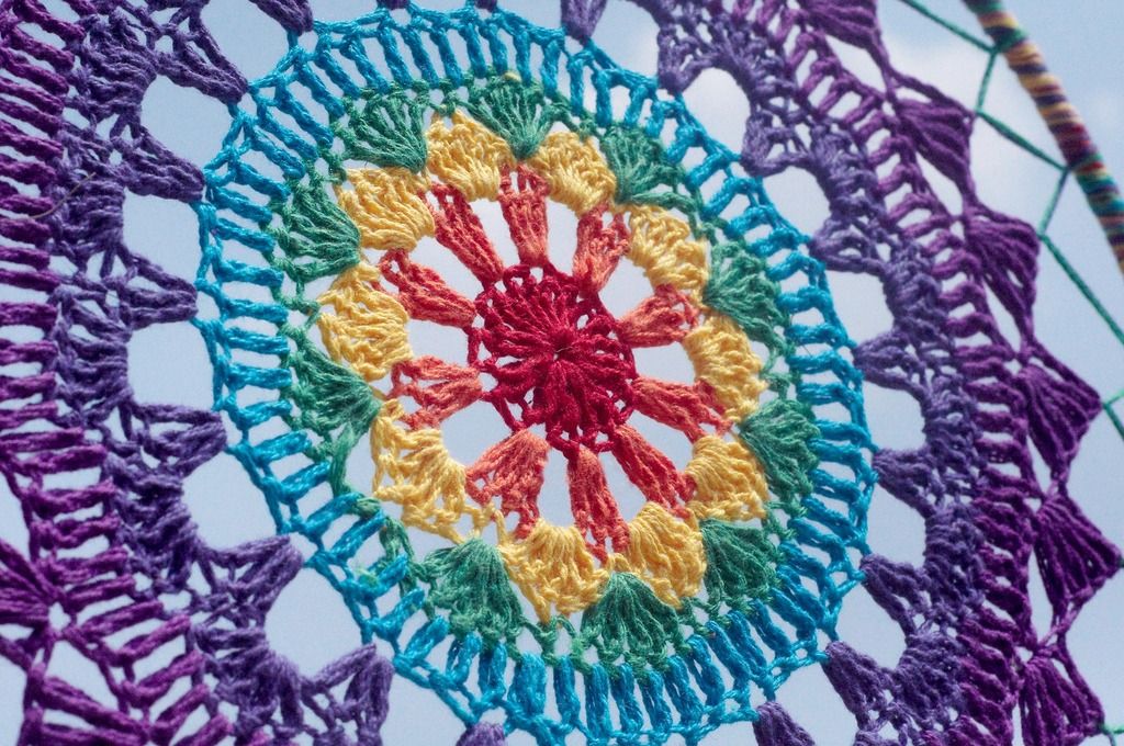 Limited edition handmade Valentine's Day gifts national wind hand-woven cotton Linen boho earth colors dream catcher charm dream Cather - Lace rainbow colors rainbow (28 cm) - Items for Display - Cotton & Hemp Multicolor