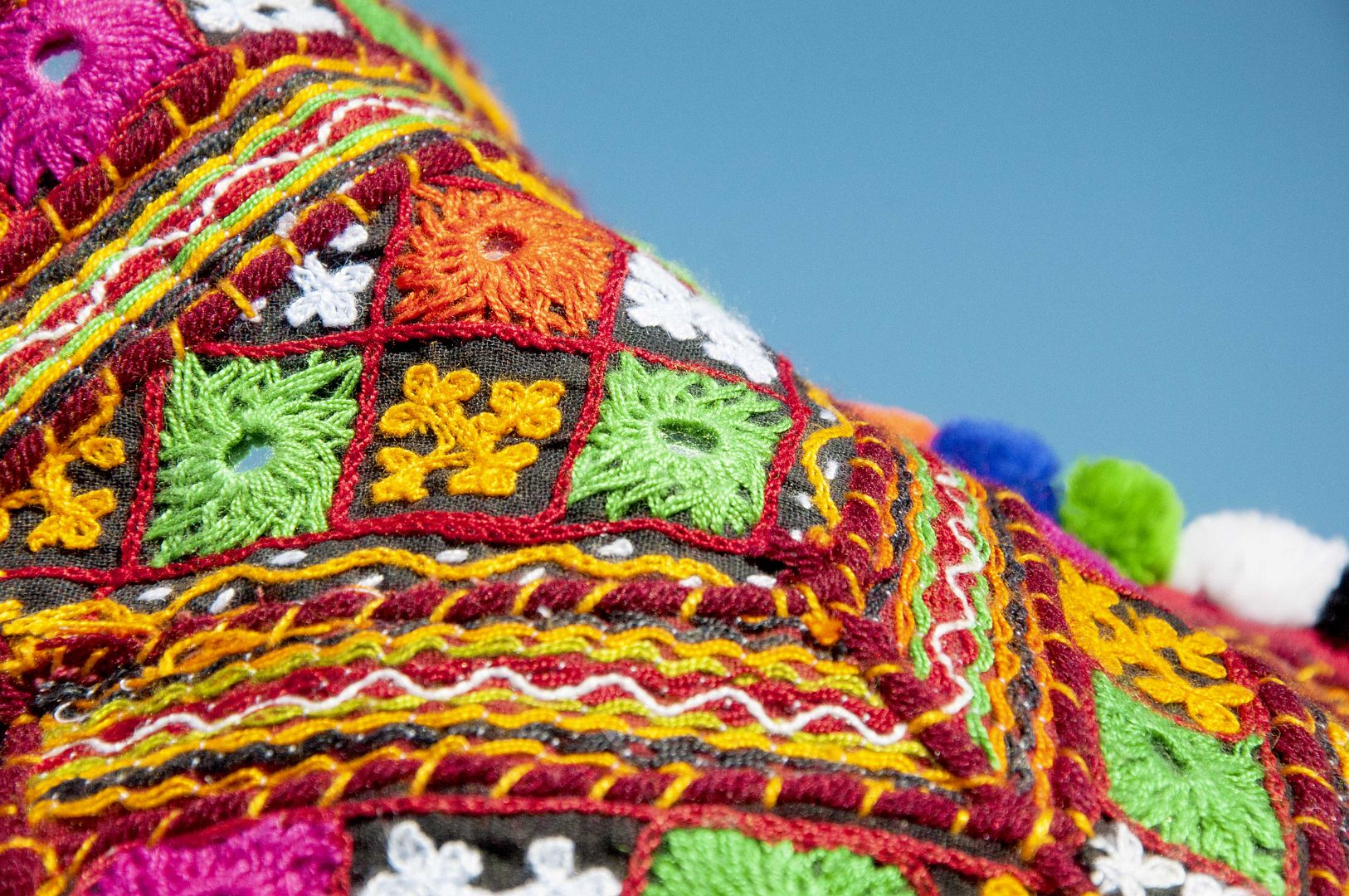 Hand-embroidered cross-body bag, ethnic wind bag, side backpack, shoulder bag, handmade bag, embroidery bag-Desert Geometry - Messenger Bags & Sling Bags - Cotton & Hemp Multicolor