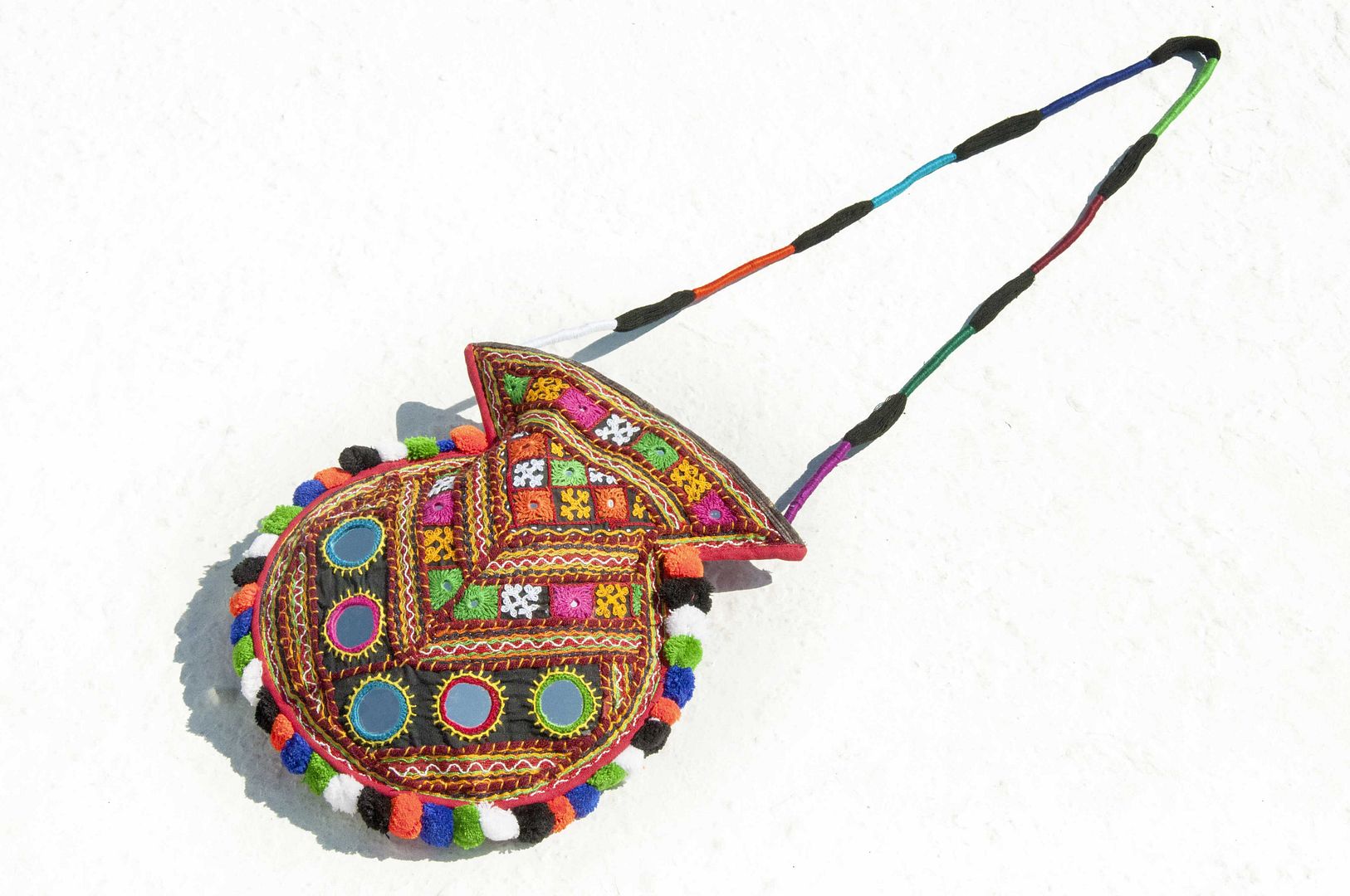 Hand-embroidered cross-body bag, ethnic wind bag, side backpack, shoulder bag, handmade bag, embroidery bag-Desert Geometry - Messenger Bags & Sling Bags - Cotton & Hemp Multicolor
