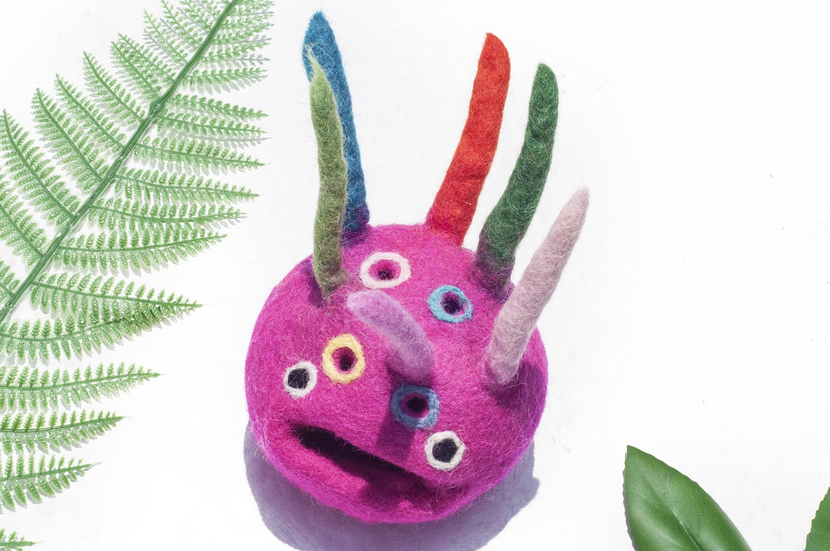 Handmade wool felt pen holder / stationery / pen holder / color wool felt pen holder - monster pen holder pink business card holder - Pen & Pencil Holders - Wool Multicolor