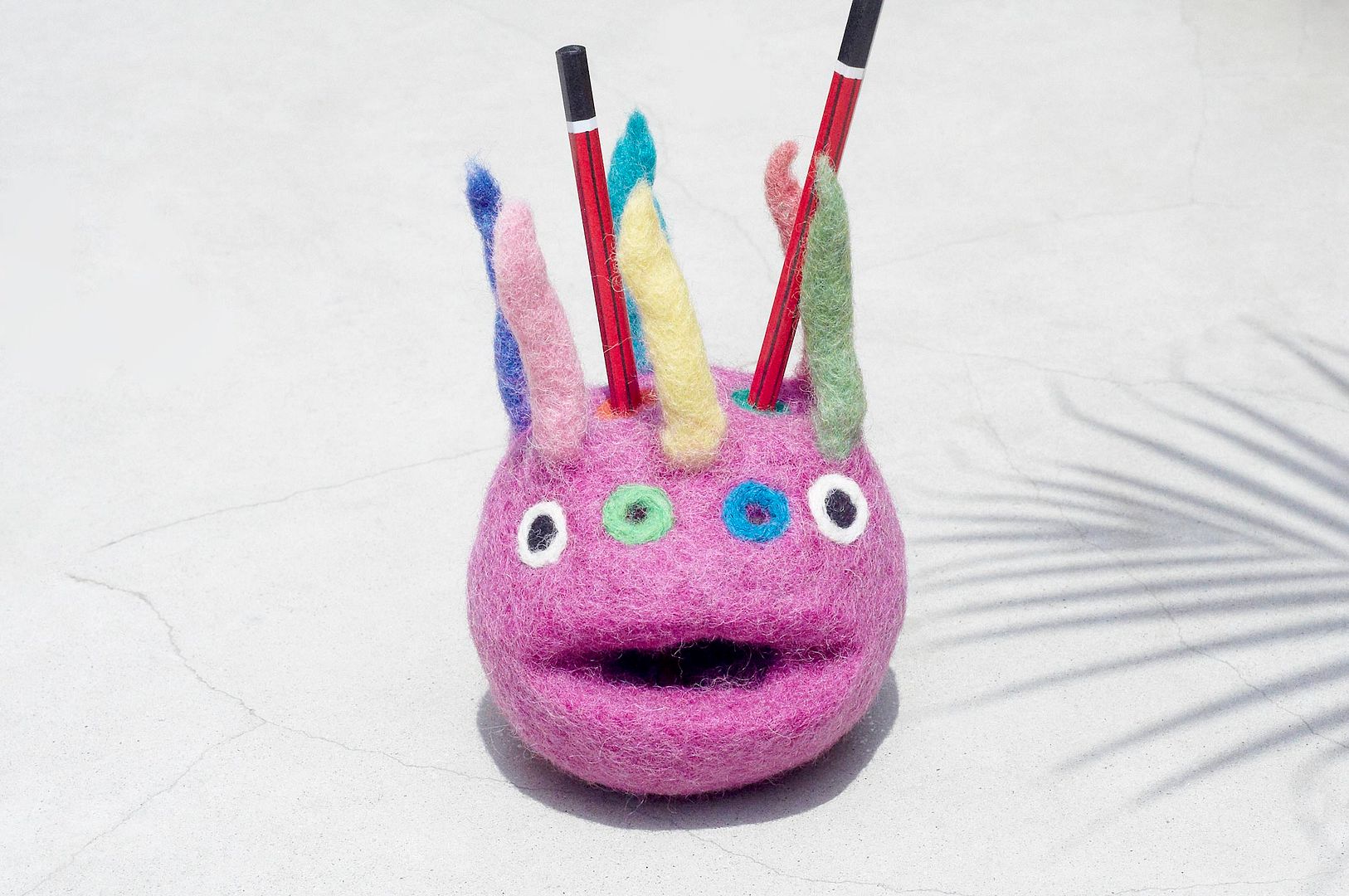 Handmade Wool Felt Pen Holder/Stationery/Pen Holder/Color Wool Felt Pen Holder-Monster Pen Holder Colorful Card Holder - Pen & Pencil Holders - Wool Multicolor
