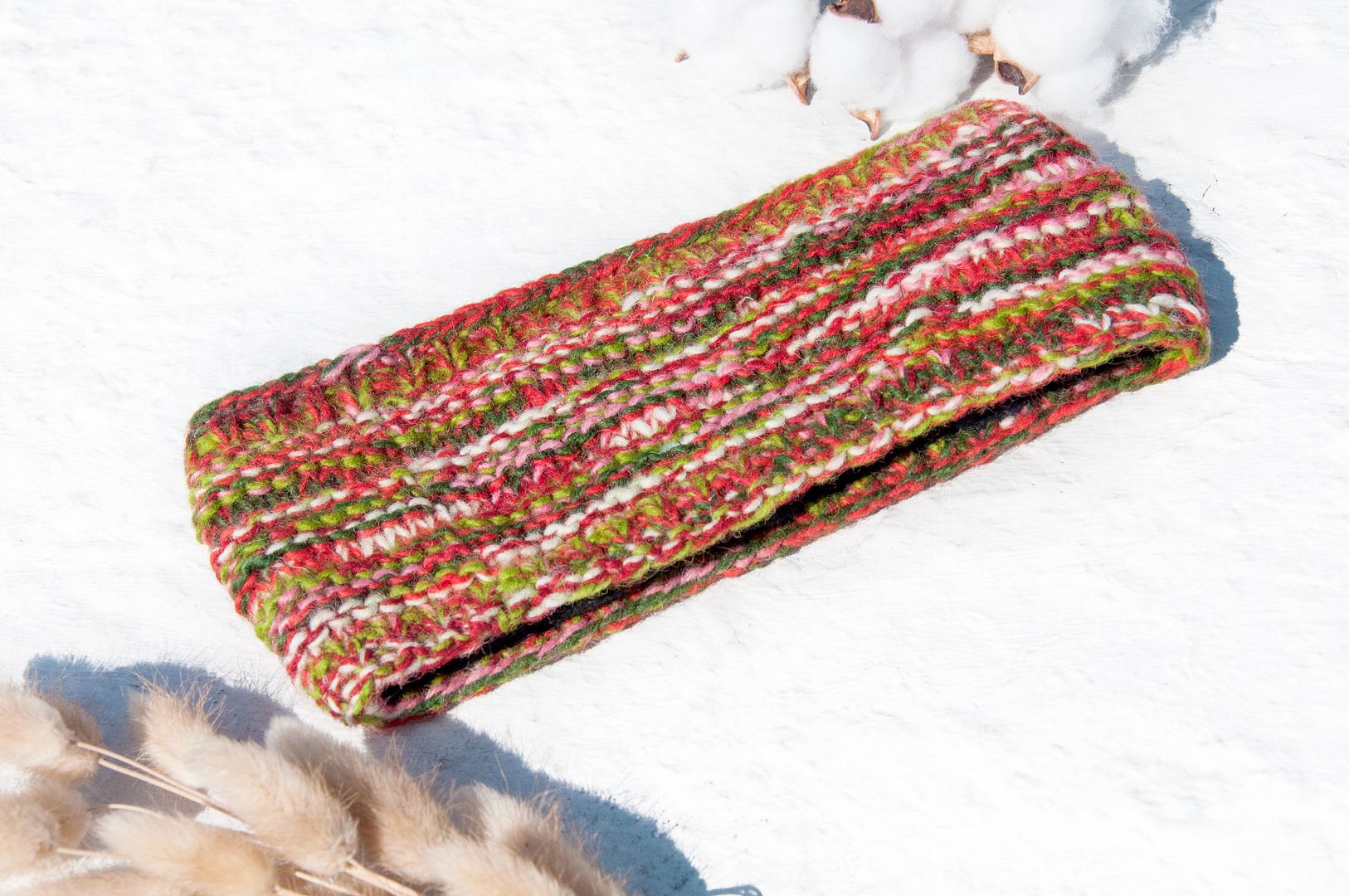 Handmade pure wool woven hair band / woven colorful hair band / crocheted hair accessories / handmade twist hair band - macaron - Headbands - Wool Multicolor