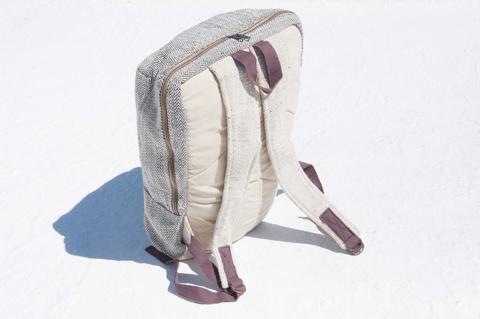 After Linen cotton stitching design backpack shoulder bag mountaineering backpack ethnic handmade computer bag - simple forest wind - Backpacks - Cotton & Hemp Blue