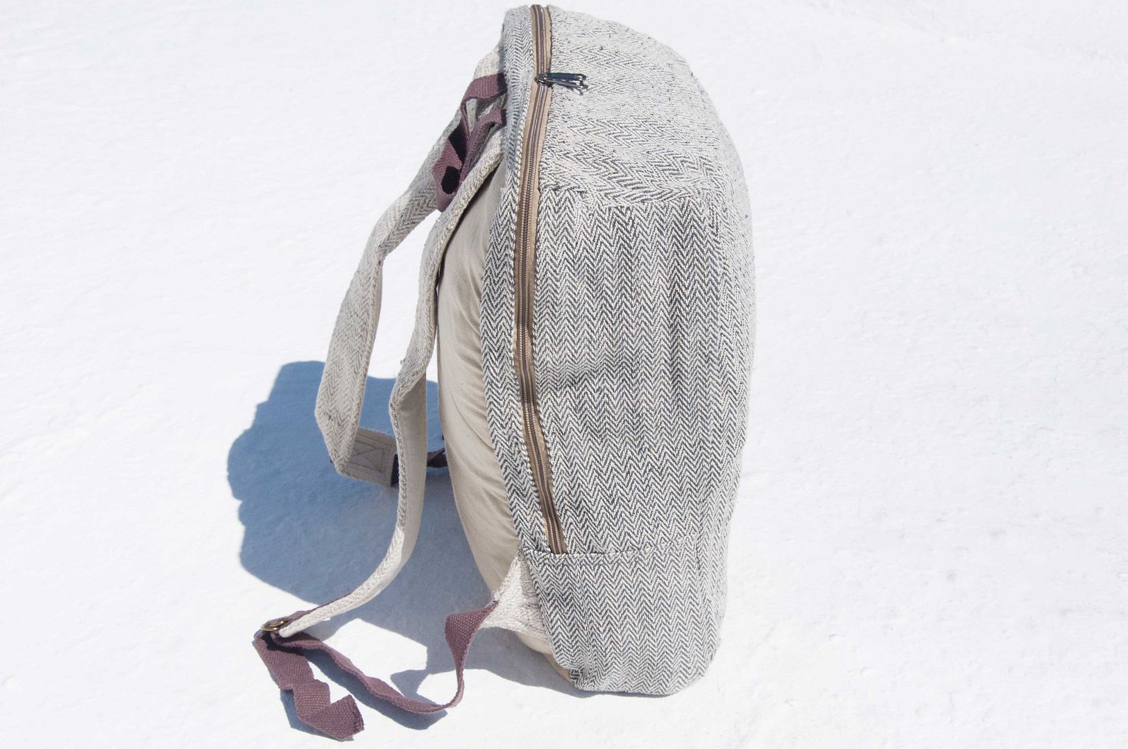 After Linen cotton stitching design backpack shoulder bag mountaineering backpack ethnic handmade computer bag - simple forest wind - Backpacks - Cotton & Hemp Blue