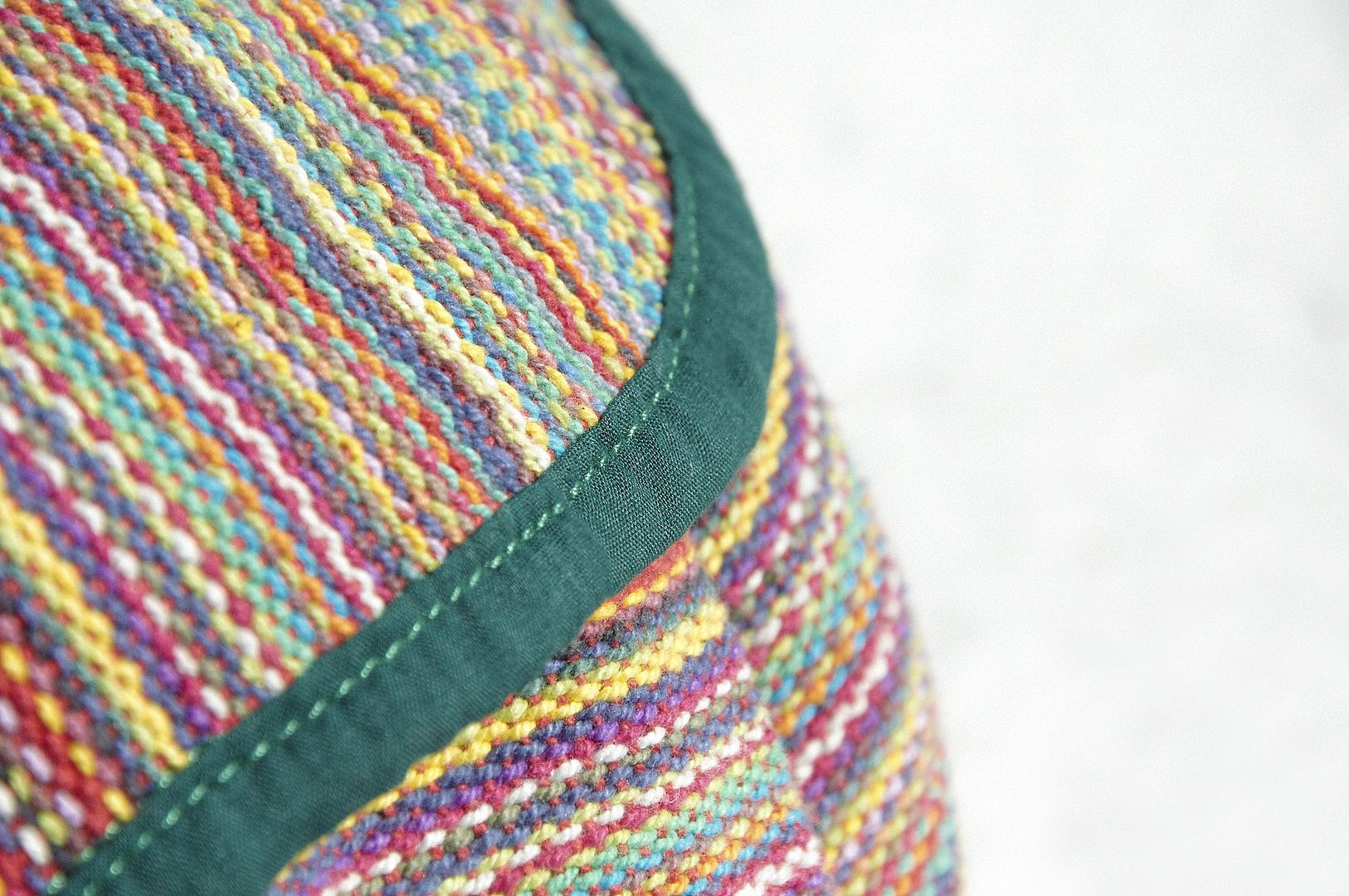 Natural Hand Woven Rainbow Colorful Canvas School Bag / Backpack / Backpack / Shoulder Bag-Emerald Green Tea - Backpacks - Cotton & Hemp Multicolor