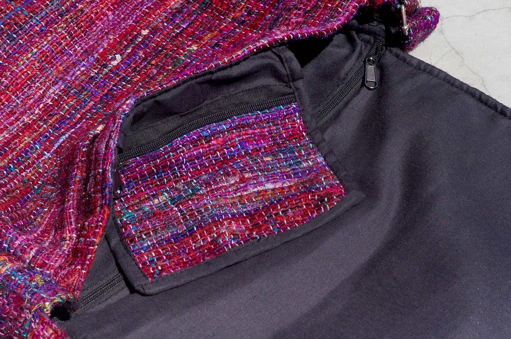 Valentine’s Day Gift Limited One Sari Striped Lightweight Bag/ Sari Line Backpack/ Crossbody Bag/ Side Bag/ Shoulder Bag/ Travel Bag-Starry Red Striped Sari Line - Messenger Bags & Sling Bags - Cotton & Hemp Multicolor
