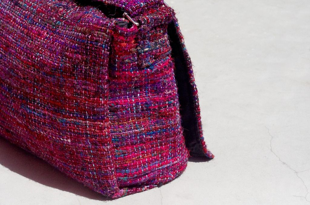 Valentine’s Day Gift Limited One Sari Striped Lightweight Bag/ Sari Line Backpack/ Crossbody Bag/ Side Bag/ Shoulder Bag/ Travel Bag-Starry Red Striped Sari Line - Messenger Bags & Sling Bags - Cotton & Hemp Multicolor