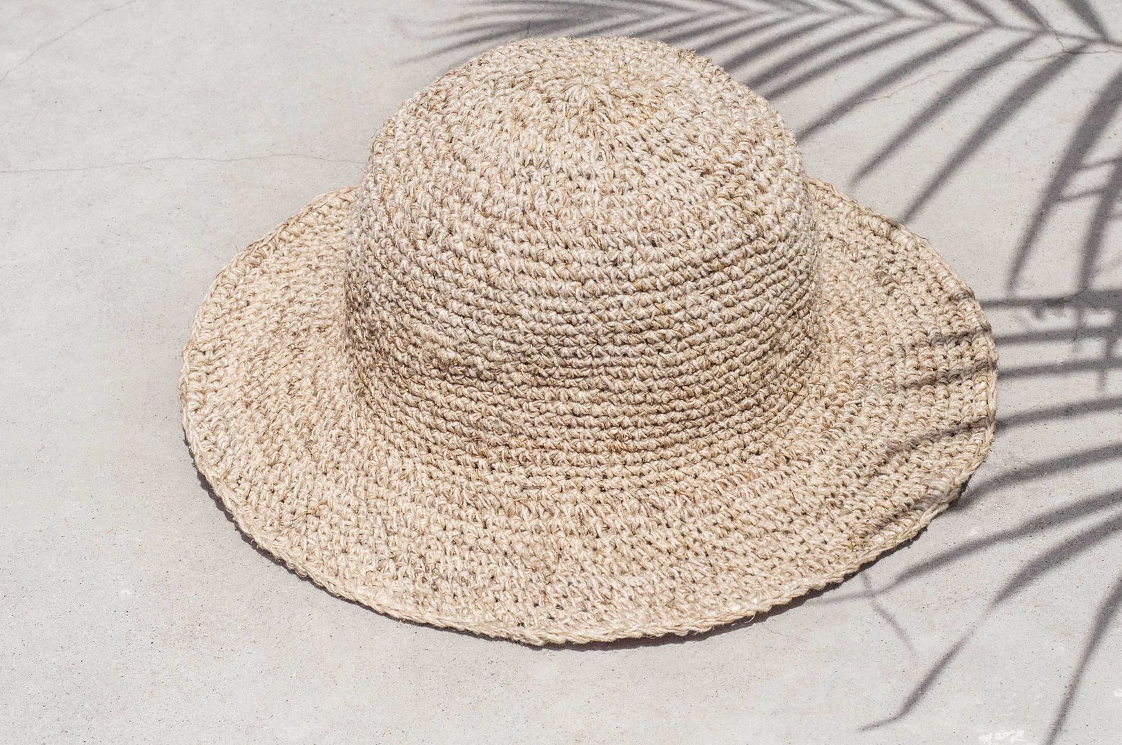 Hand-woven straw hat visor cap hat hand-woven cotton Linen hat crocheted cotton Linen cap - primary color - Hats & Caps - Cotton & Hemp Khaki