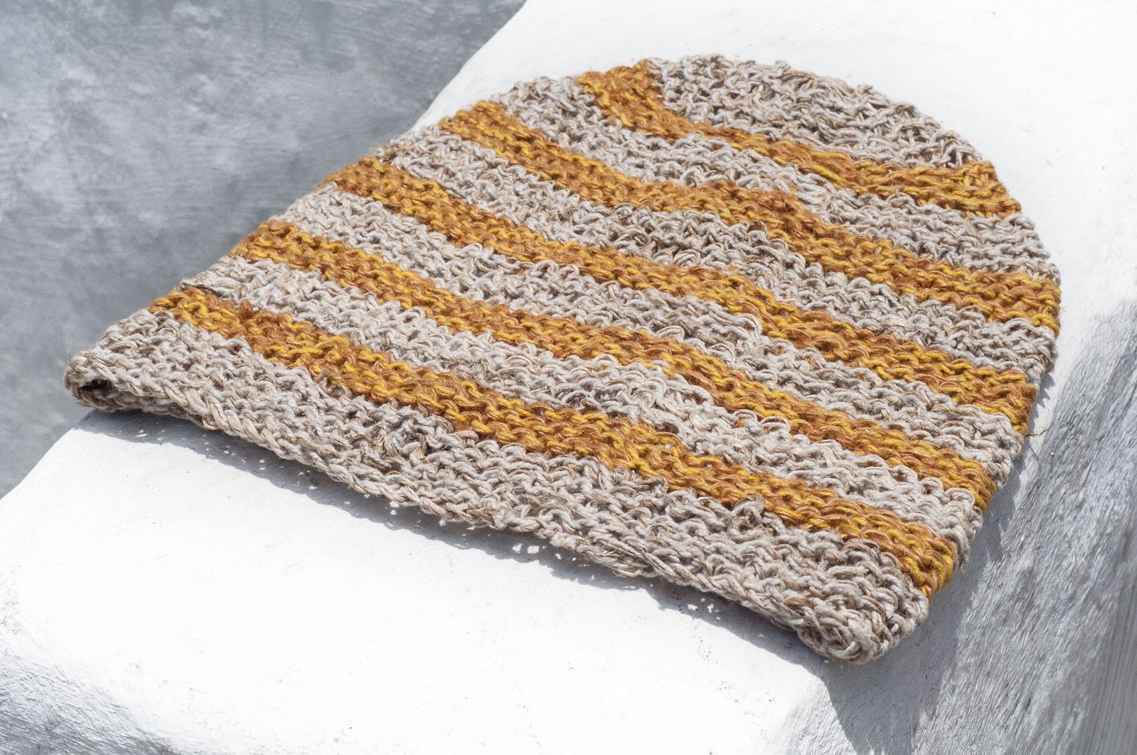Crochet cotton hat fisherman hat visor patch cloth cotton hat handmade knit hat - orange pineapple cake - Hats & Caps - Cotton & Hemp Orange