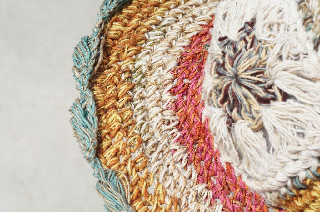 Limited edition handmade knitted cotton hood / weaving hat / fisherman hat / straw hat / sun hat / hook hat - South American wind tropical forest flower weaving - Hats & Caps - Cotton & Hemp Multicolor