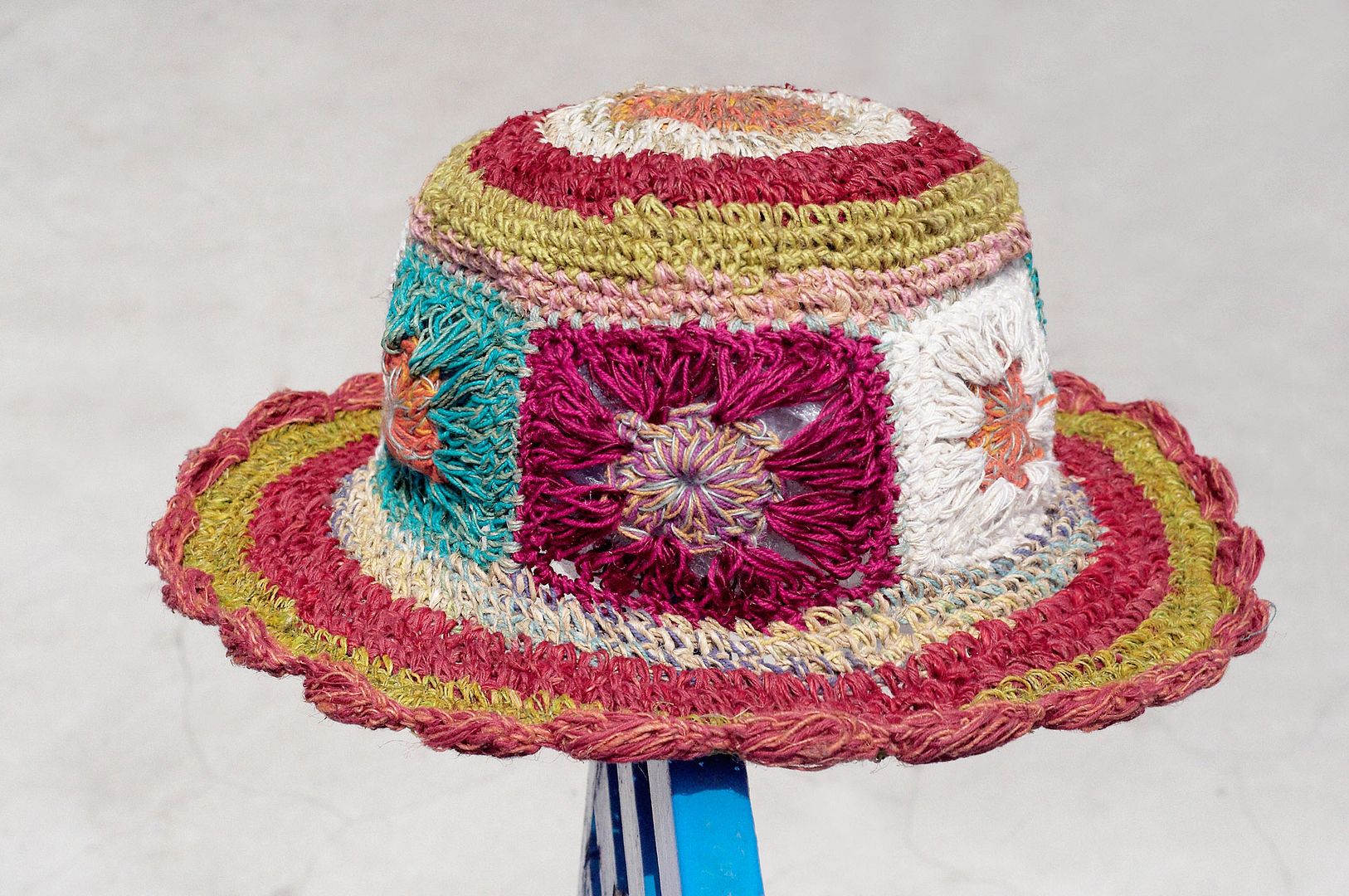Valentine's Day gift a limited edition of hand-woven cotton Linen cap / knit cap / hat / straw hat / visor / crocheted hat - South wind bright tropical flowers woven Department of Forestry - Hats & Caps - Cotton & Hemp Multicolor