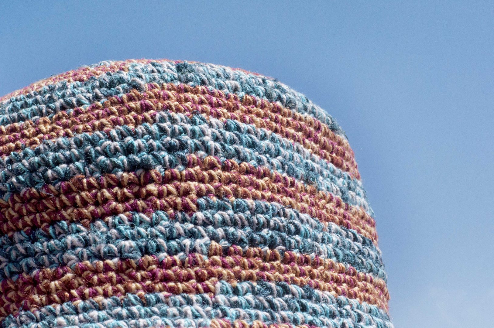 Hand-woven Linen striped cotton knit cap hat cap visor hat - blue desert sky travel - Hats & Caps - Cotton & Hemp Blue