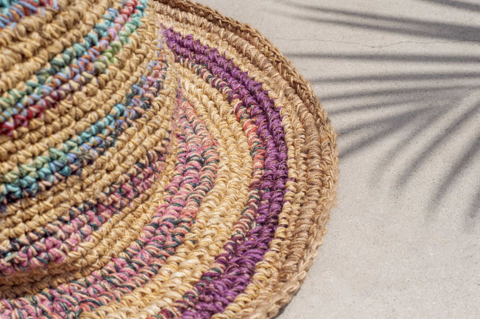 Hand-woven cotton Linen hat knit cap hat sun hat straw hat - French macarons candy gradient - Hats & Caps - Cotton & Hemp Multicolor