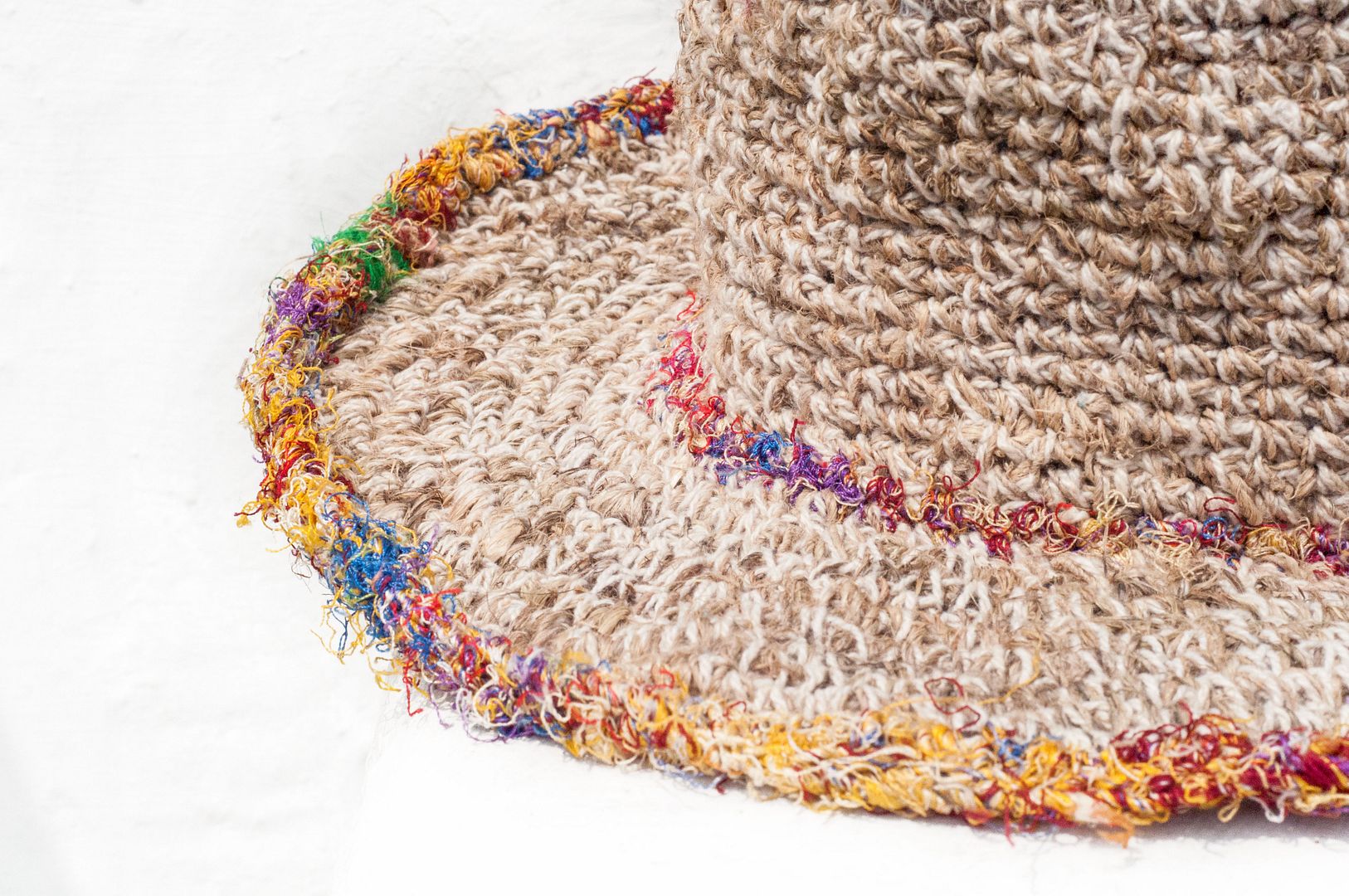Handmade sari thread woven cotton hat / knit hat / fisherman hat / straw hat / straw hat - sari line weaving - Hats & Caps - Cotton & Hemp Multicolor