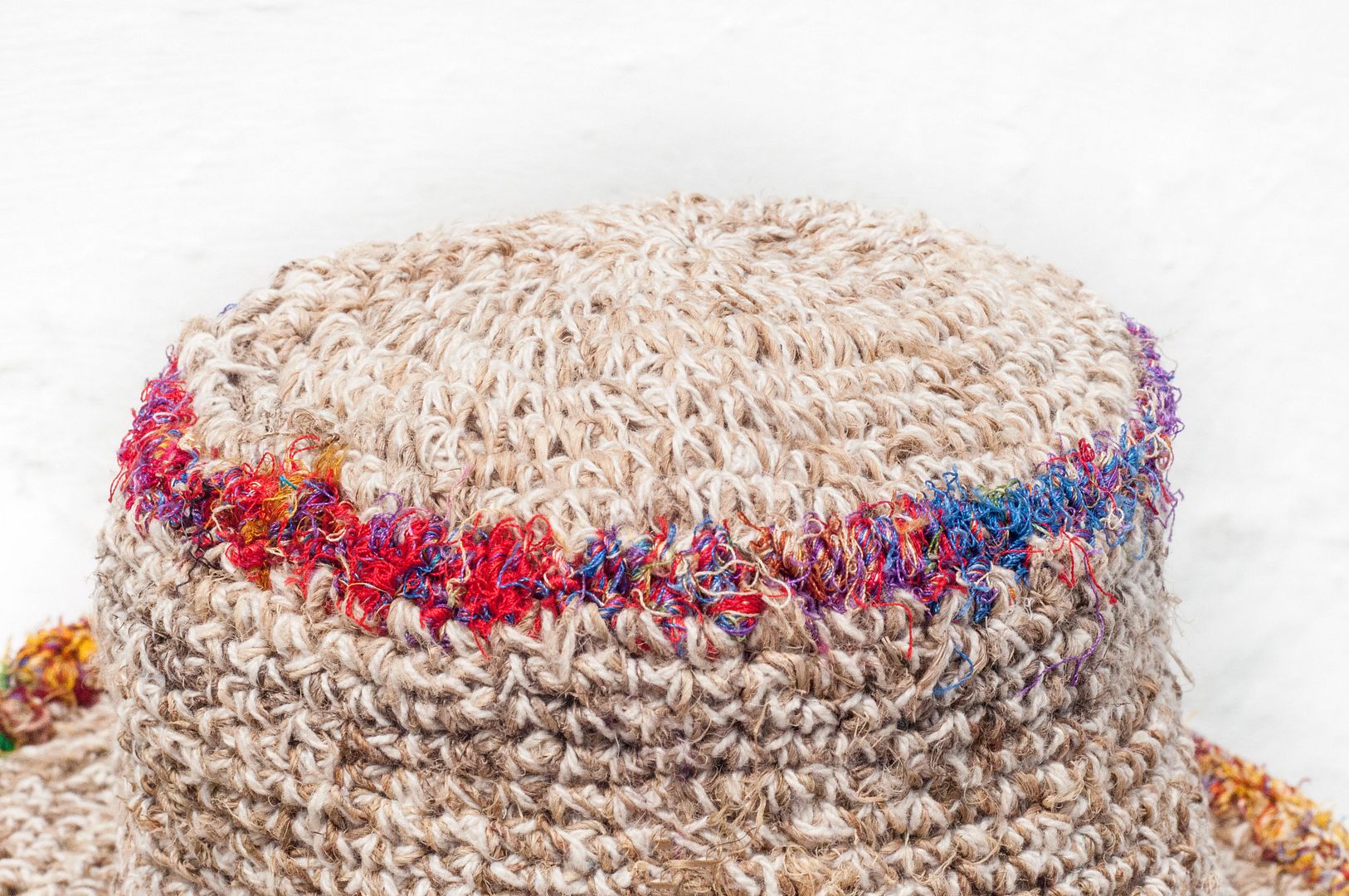 Handmade sari thread woven cotton hat / knit hat / fisherman hat / straw hat / straw hat - sari line weaving - Hats & Caps - Cotton & Hemp Multicolor