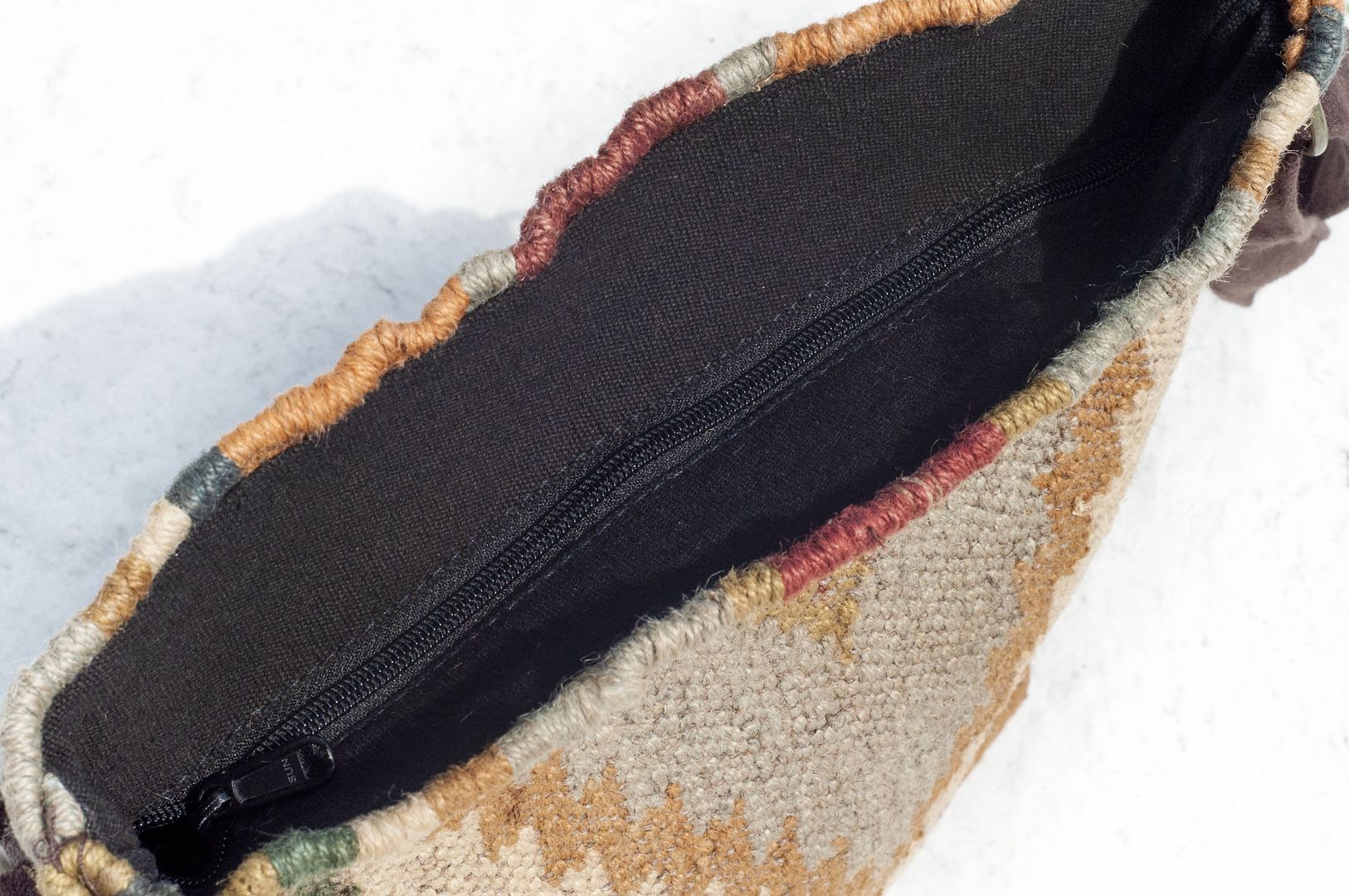 Ethnic style side backpack/handmade side back carpet bag/carpet cross-body bag/boho cross-body bag-African Desert - Messenger Bags & Sling Bags - Cotton & Hemp Multicolor