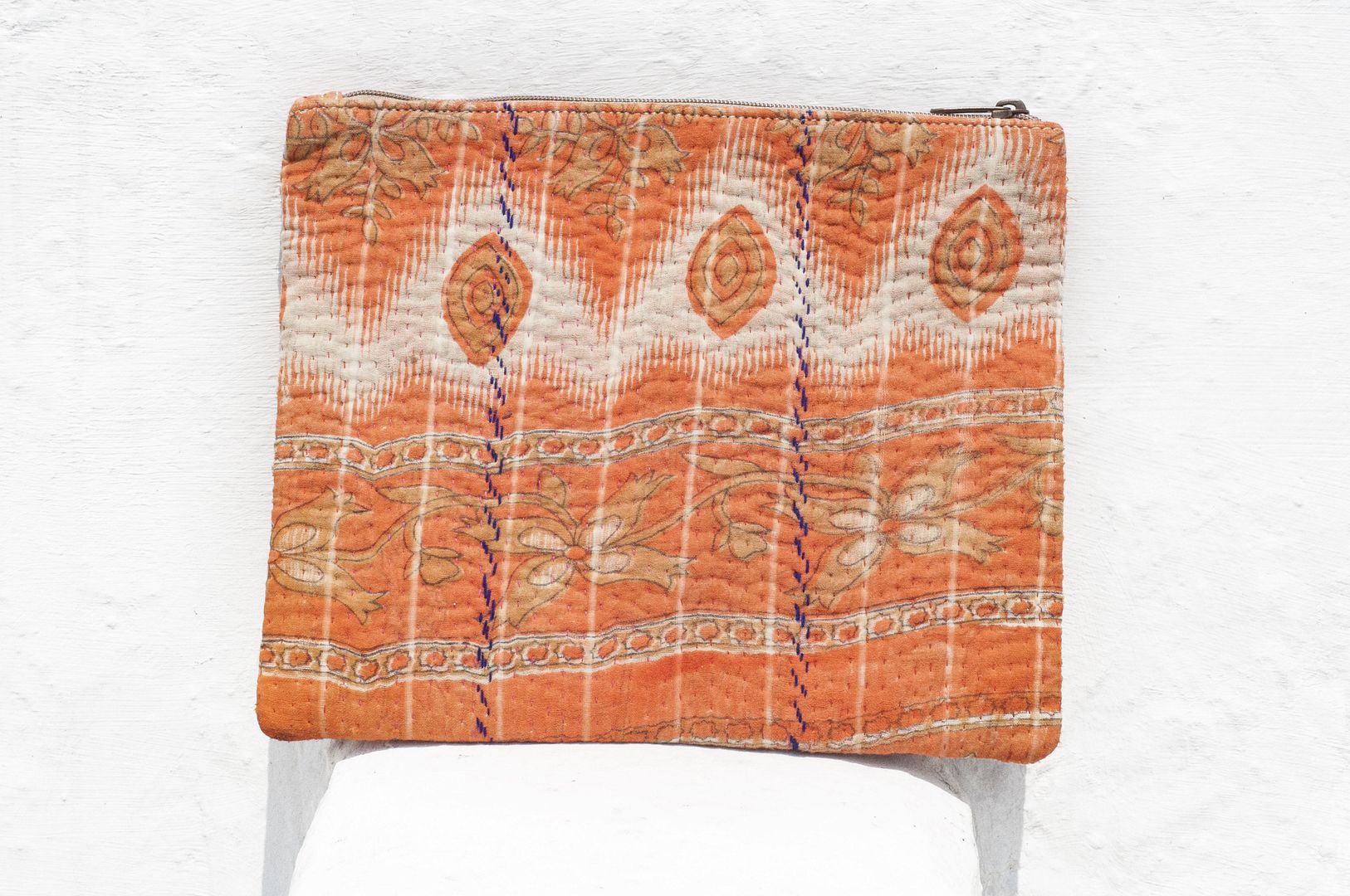 i-pad embroidered storage bag tablet computer bag hand-embroidered i-pad bag iPad leather case-Desert City - Tablet & Laptop Cases - Cotton & Hemp Orange