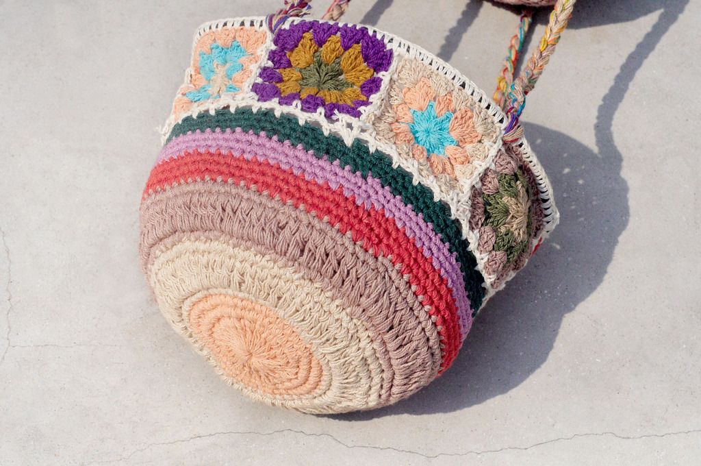 Valentine's Day gift limit a hand-woven fabric basket / basket / hanging bag / nest knitting basket / flower woven basket - green forest forest forest weaving - Storage - Cotton & Hemp Multicolor