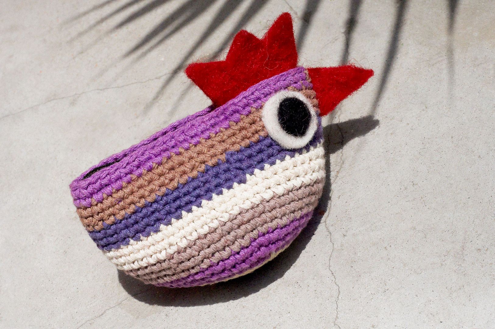 Hand crocheted chicken coin purse/wool felt storage bag/wallet/sundry bag-South American chicken animal - Coin Purses - Cotton & Hemp Multicolor