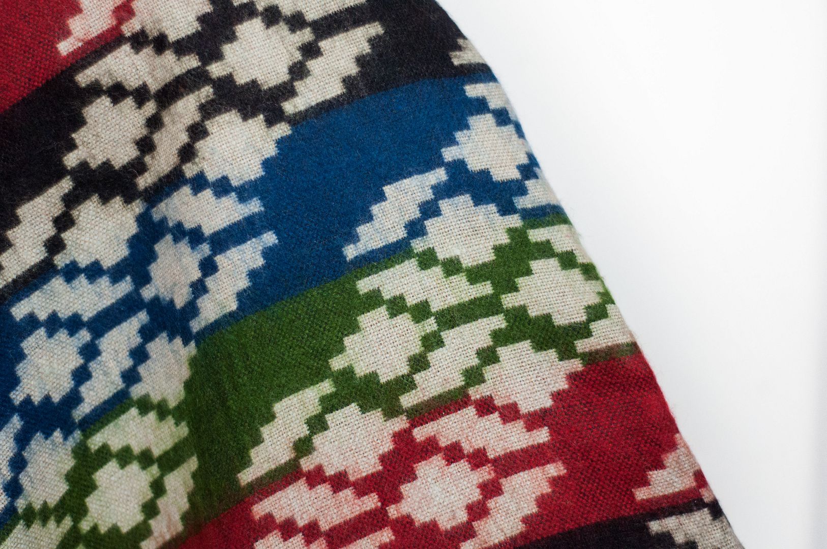 Indian ethnic tassel cape / bohemian cape shawl / wool hooded cape-geometric color blocks - Knit Scarves & Wraps - Wool Multicolor